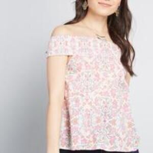 ModCloth Floral Off-Shoulder Top Size Medium